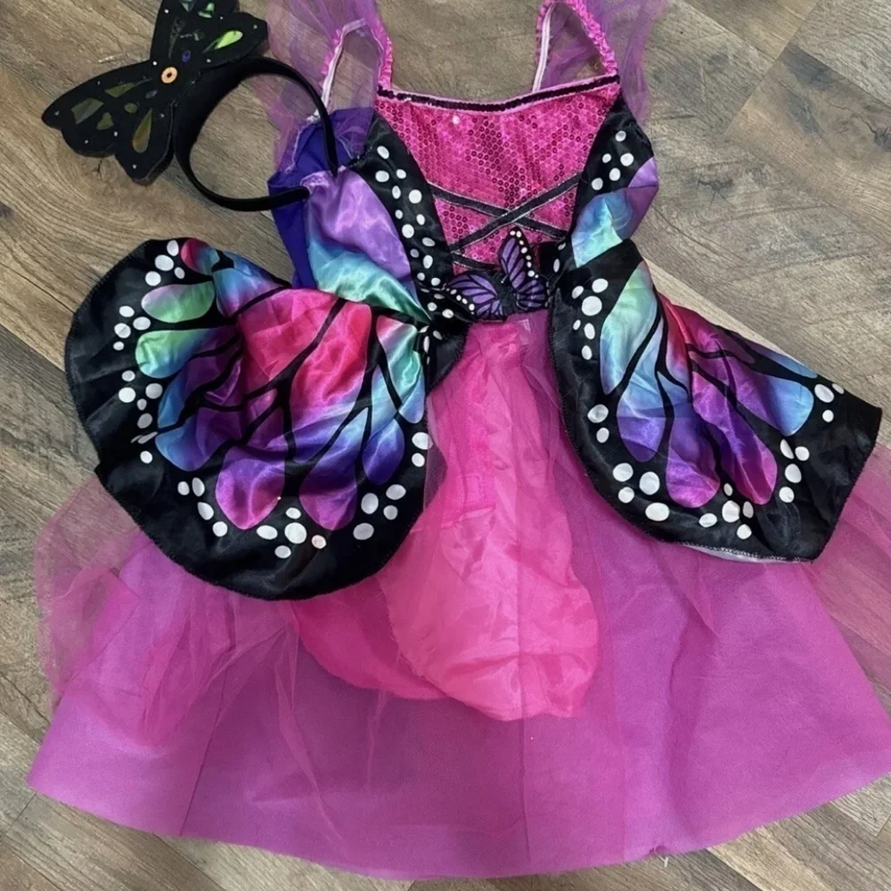 Kids Lavender Butterfly Costume Dress Gown Halloween Costume NWT Size M8-10